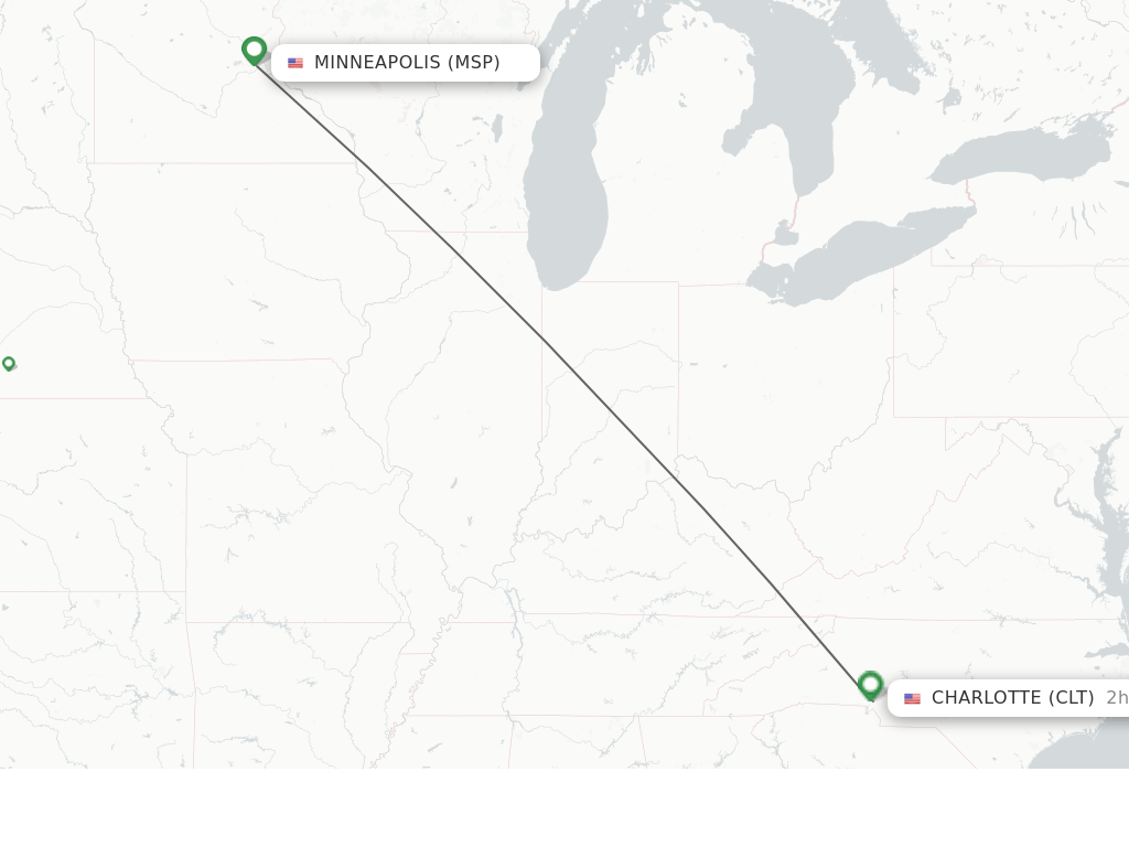 Direct (nonstop) flights from Minneapolis to Charlotte schedules