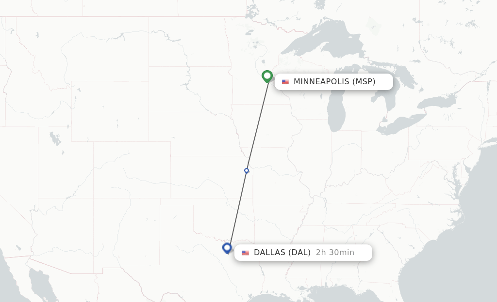 Direct (nonstop) flights from Minneapolis to Dallas schedules