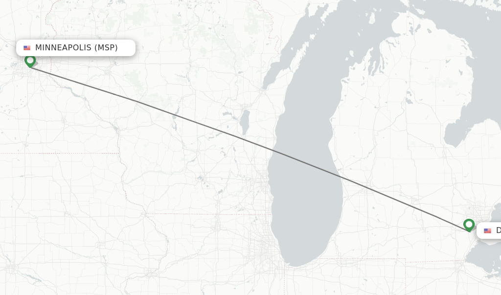 Direct (nonstop) flights from Minneapolis to Detroit schedules