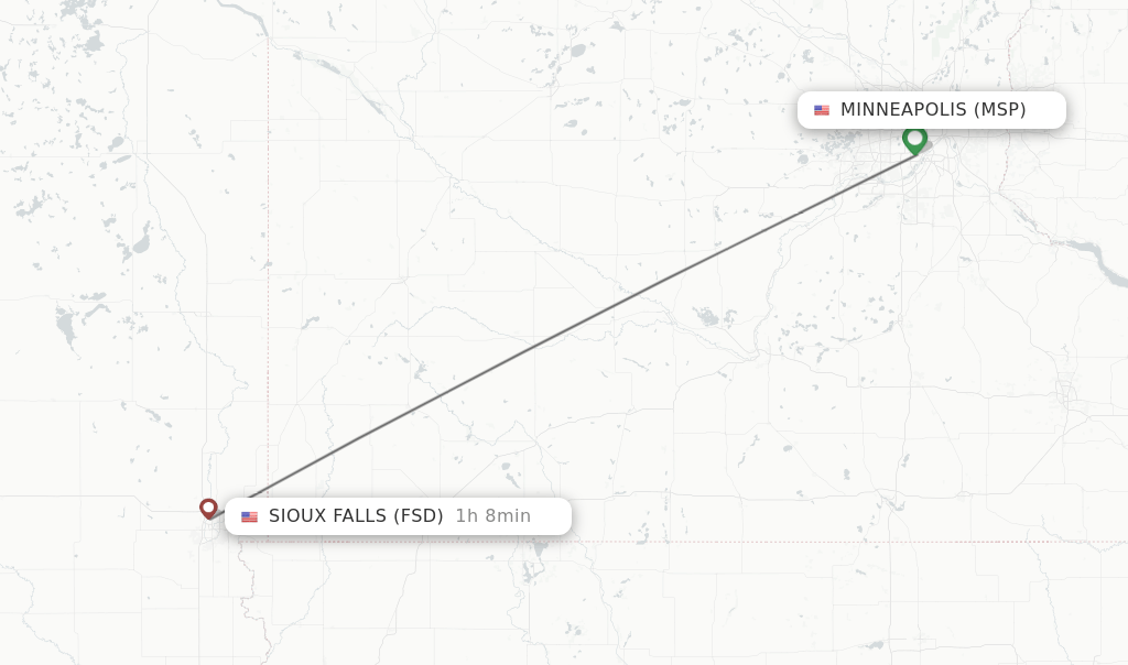 Direct (nonstop) flights from Minneapolis to Sioux Falls schedules