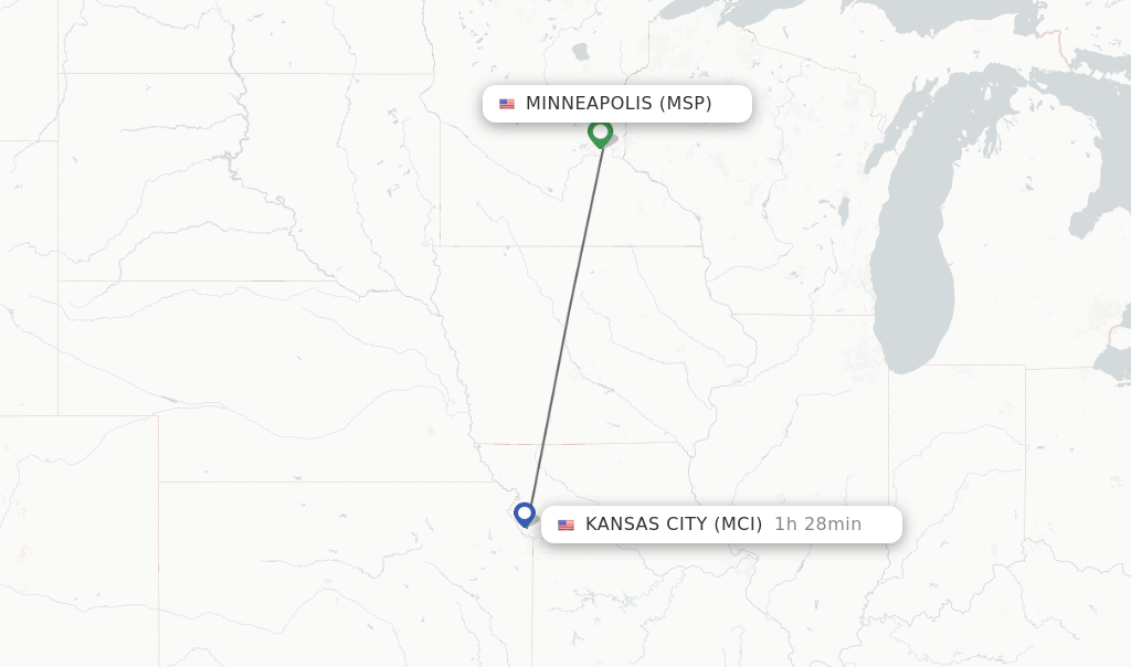 Direct (nonstop) flights from Minneapolis to Kansas City schedules