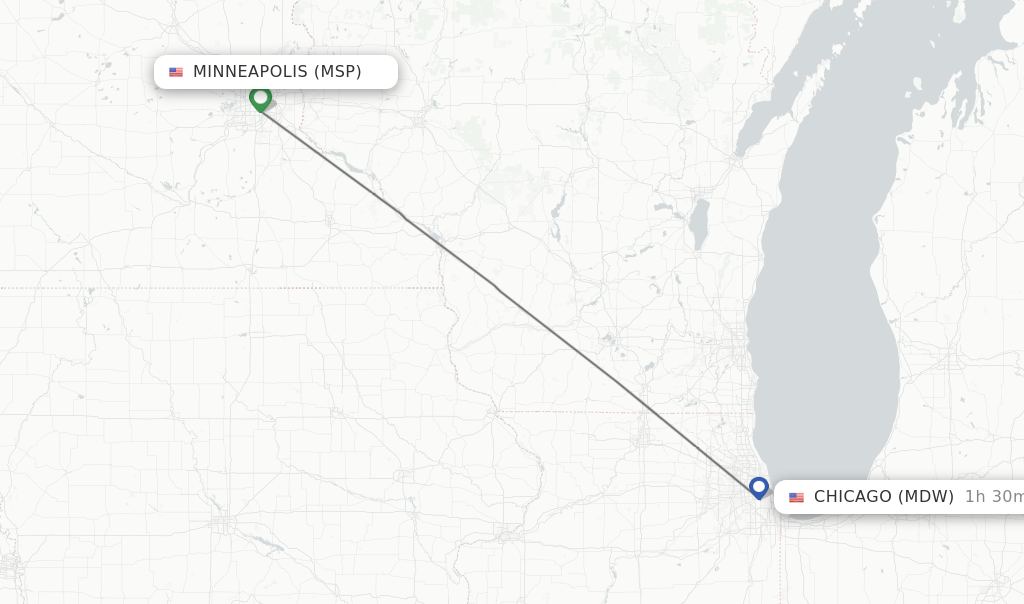 Direct (nonstop) flights from Minneapolis to Chicago schedules