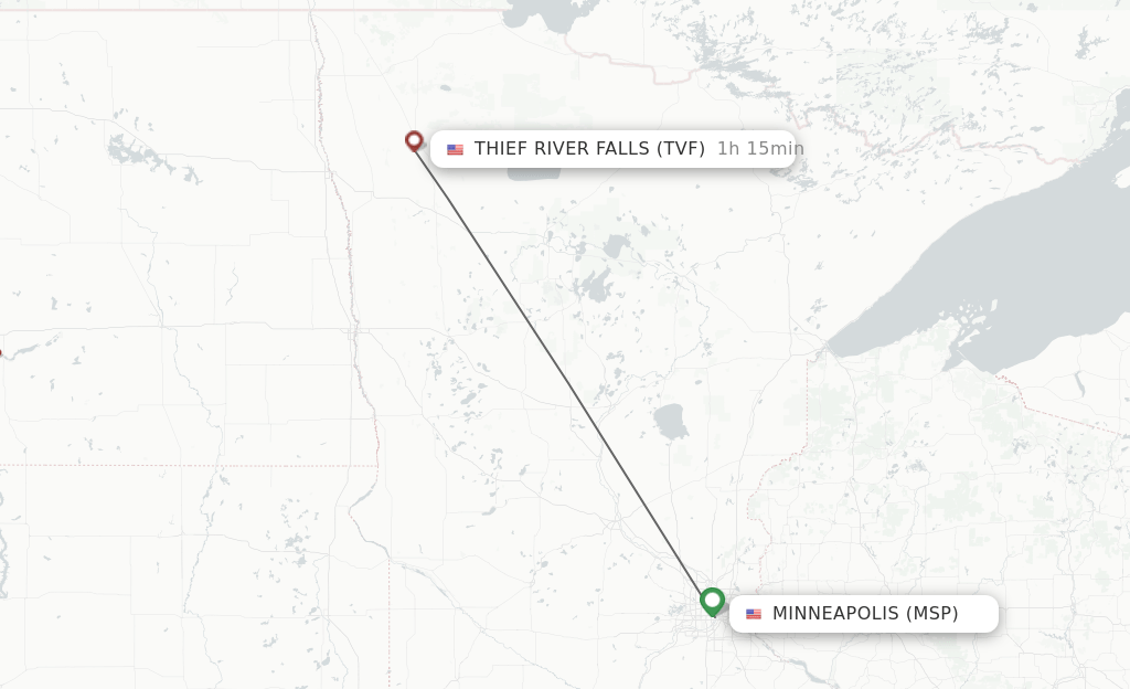 Direct (nonstop) flights from Minneapolis to Thief River Falls