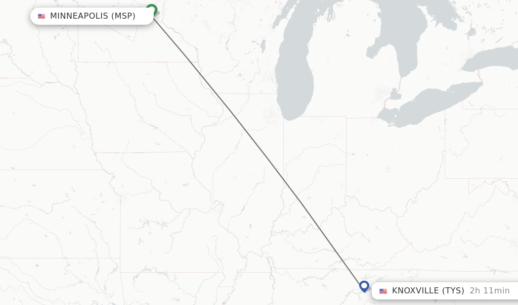 Direct (nonstop) flights from Minneapolis to Knoxville schedules