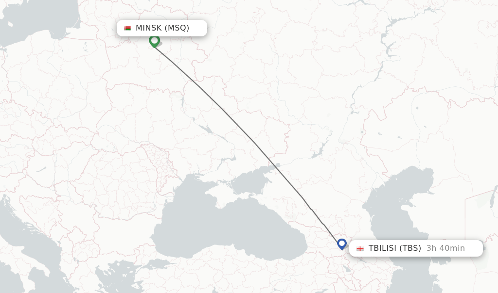 Direct (nonstop) flights from Minsk to Tbilisi schedules