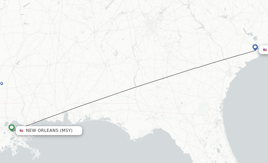 Direct (nonstop) flights from New Orleans to Charleston schedules