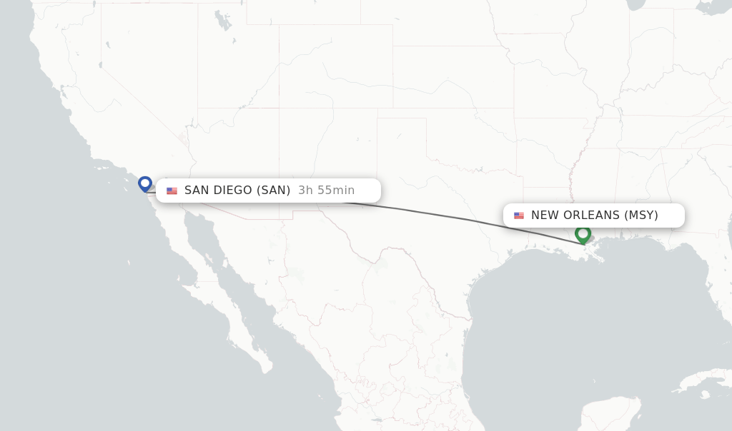 Direct (nonstop) flights from New Orleans to San Diego schedules