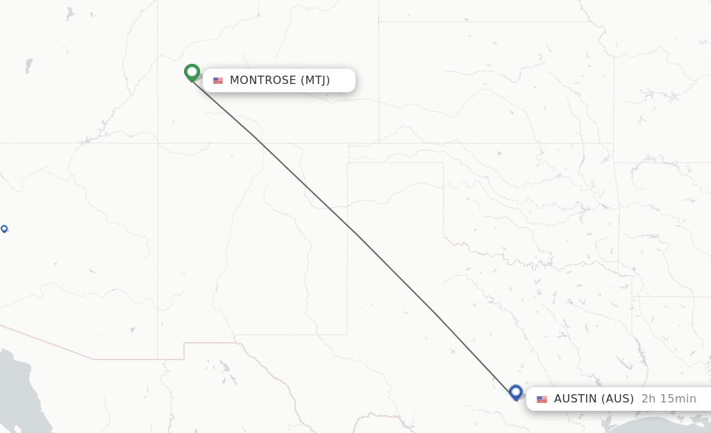 Direct (nonstop) flights from Montrose to Austin schedules