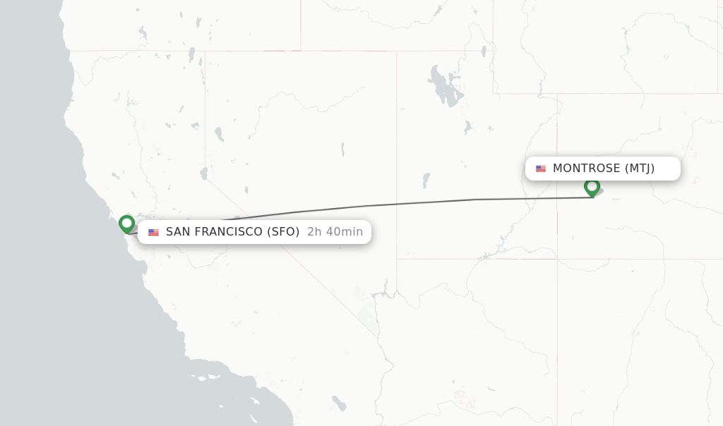 Direct (nonstop) flights from Montrose to San Francisco schedules