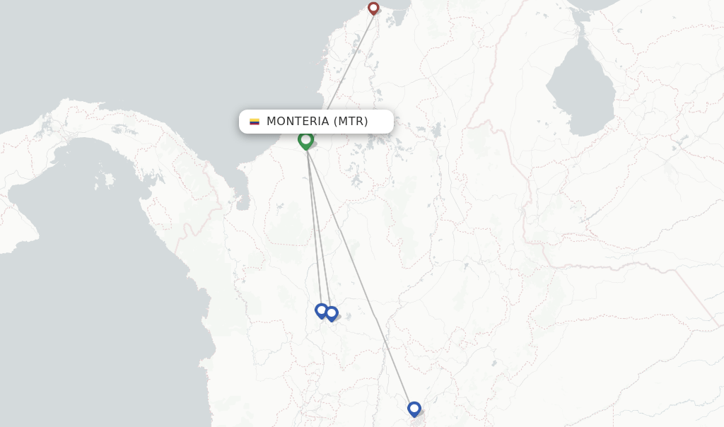 Direct (nonstop) flights from Monteria to Bucaramanga schedules