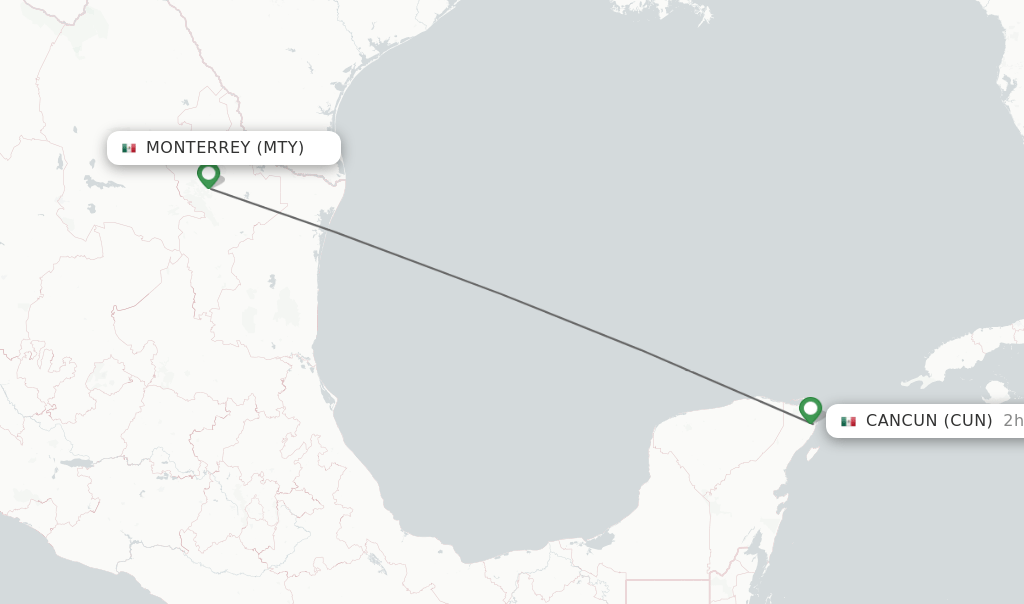 Direct (nonstop) flights from Monterrey to Cancun schedules