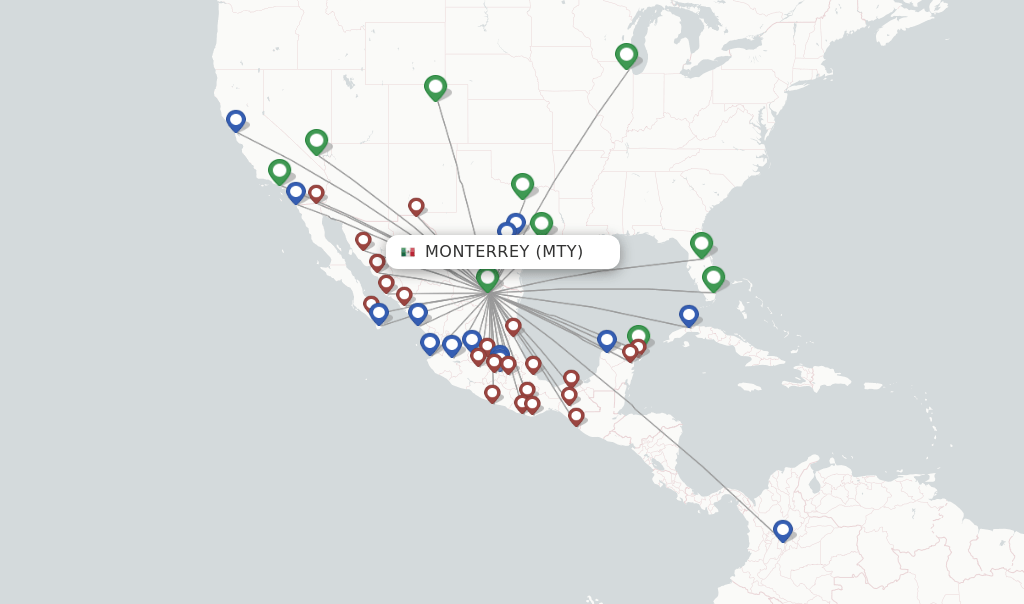 VivaAerobus flights from Monterrey, MTY