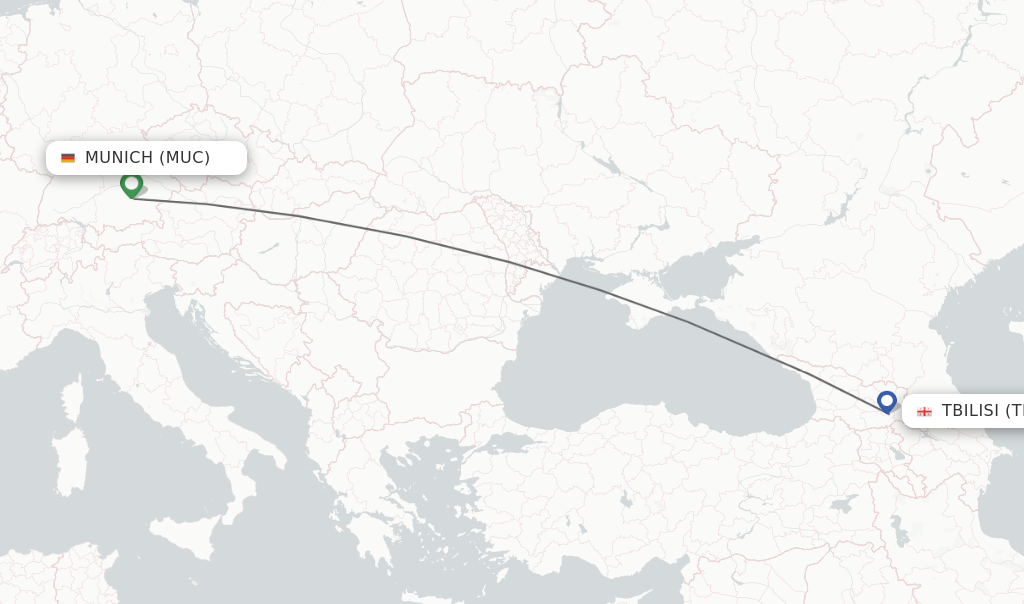 Direct (nonstop) flights from Munich to Tbilisi schedules