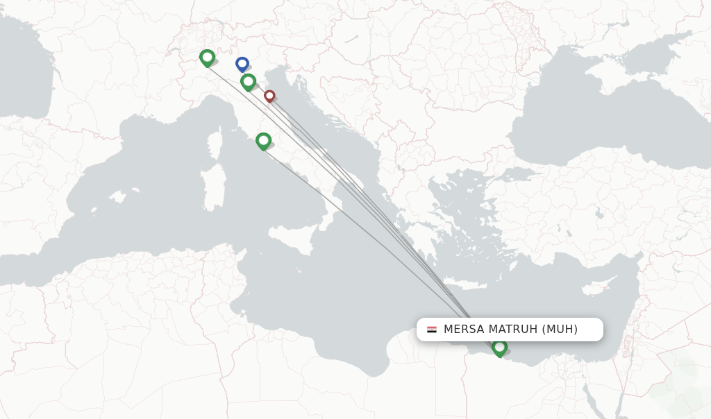 Direct (nonstop) flights from Mersa Matruh to Rome schedules