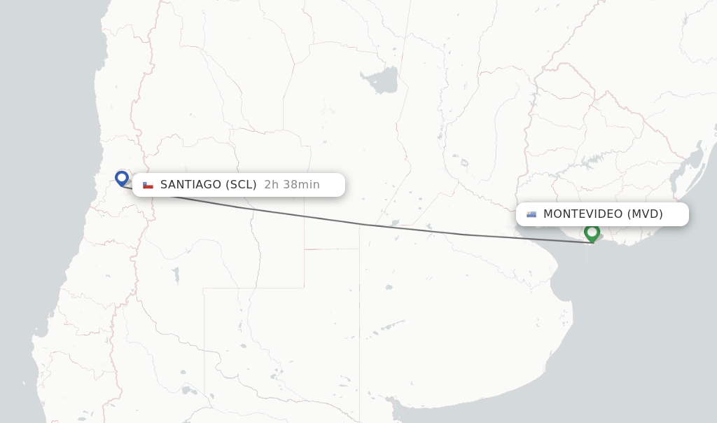 Direct (nonstop) flights from Montevideo to Santiago schedules