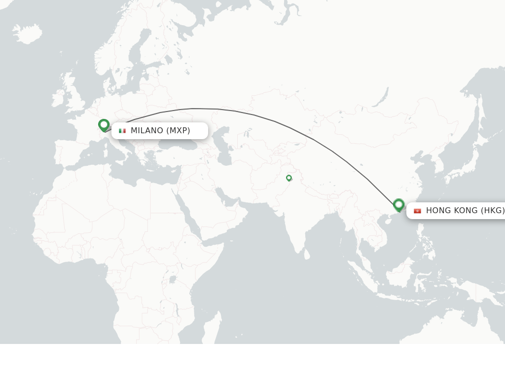 Direct (nonstop) flights from Milan to Hong Kong schedules