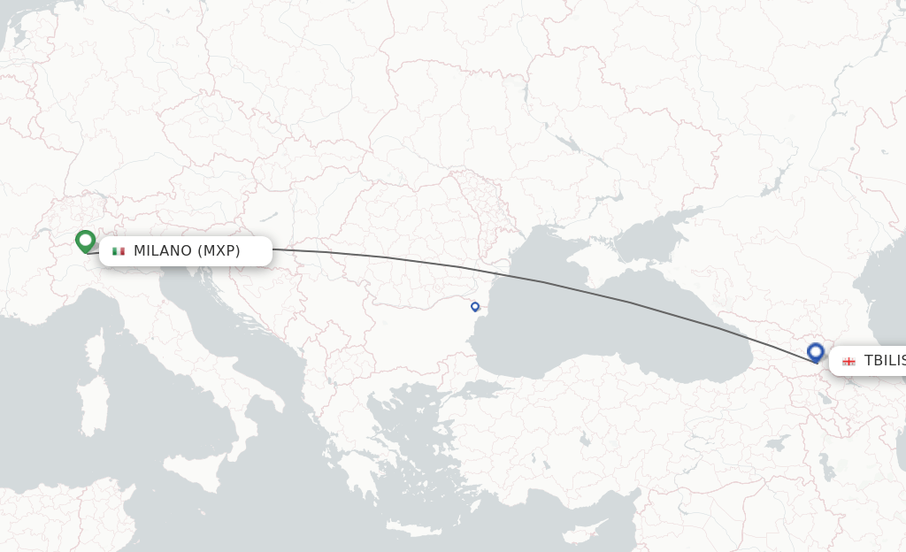 Direct (nonstop) flights from Milan to Tbilisi schedules