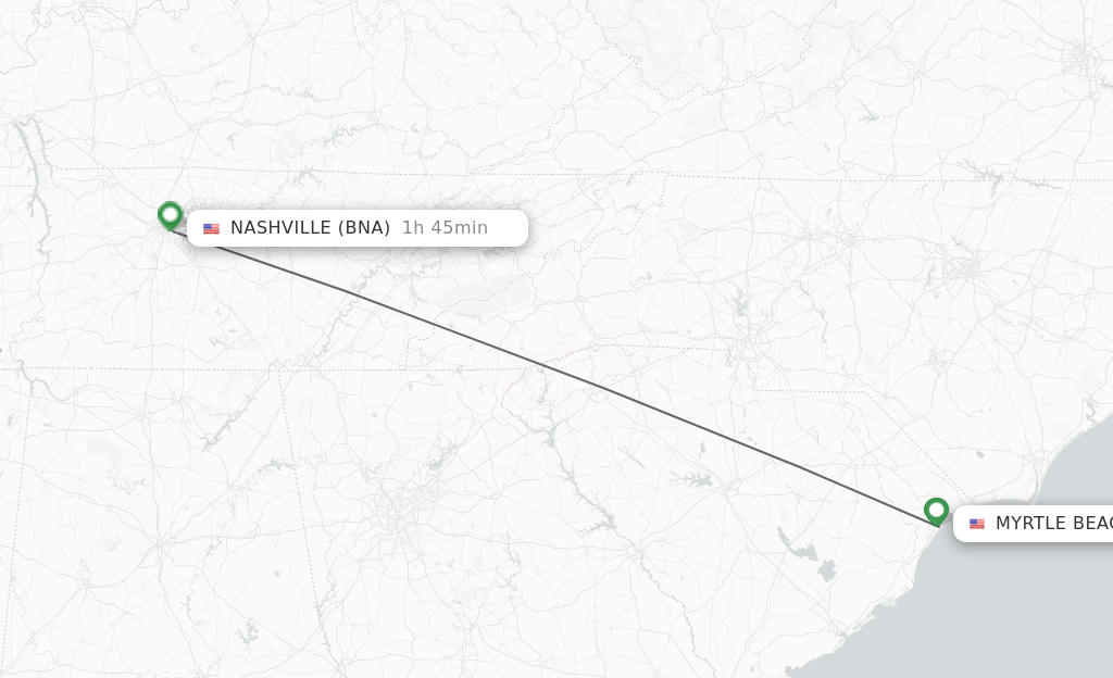 Direct (nonstop) flights from Myrtle Beach to Nashville schedules