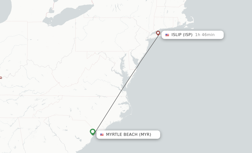 Direct (nonstop) flights from Myrtle Beach to Islip schedules