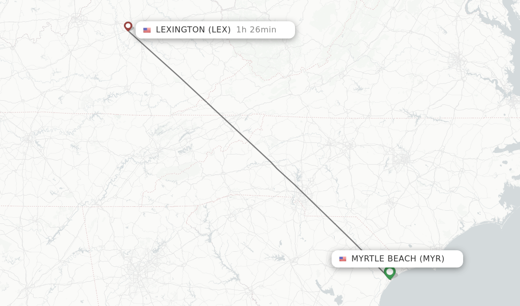 Direct (nonstop) flights from Myrtle Beach to Lexington schedules