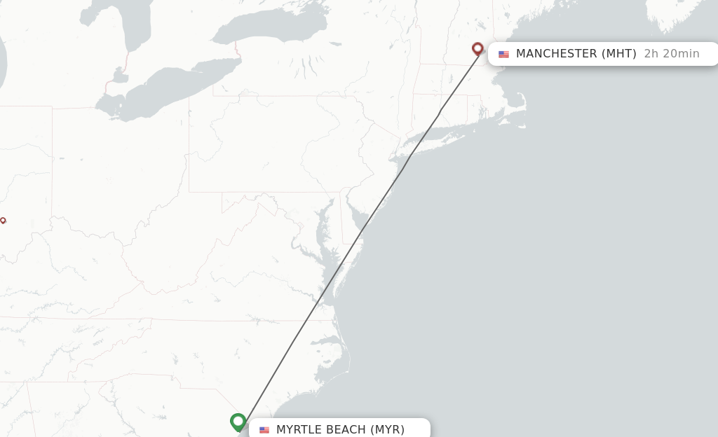 Direct (nonstop) flights from Myrtle Beach to Manchester schedules
