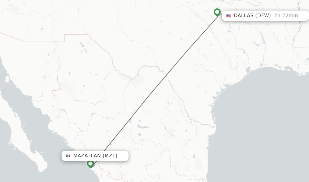 Direct (nonstop) flights from Mazatlan to Dallas schedules