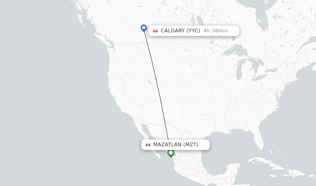 Direct (nonstop) flights from Mazatlan to Calgary schedules