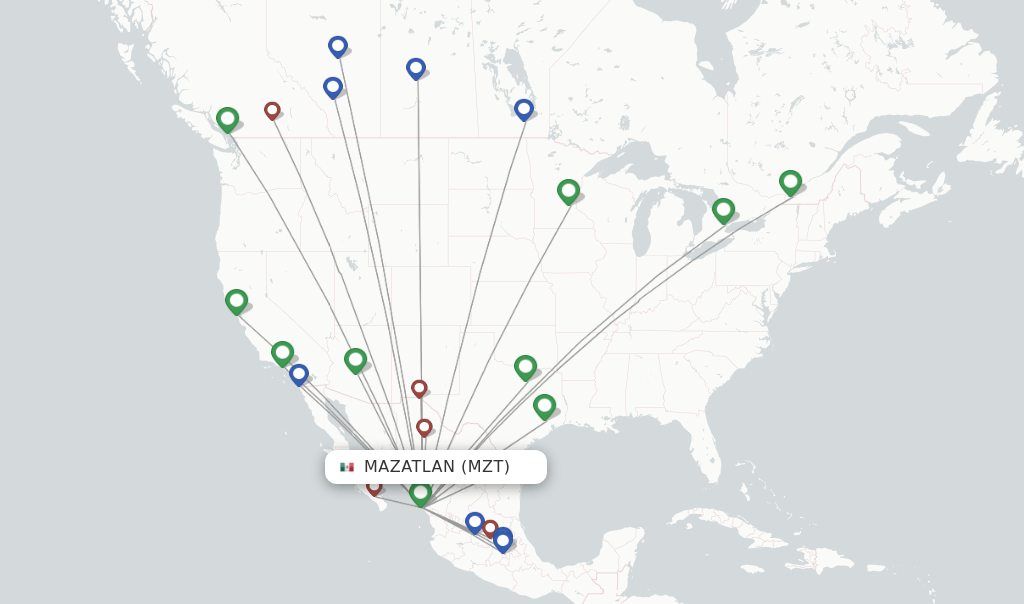 Direct (nonstop) flights from Mazatlan to Puerto Vallarta schedules
