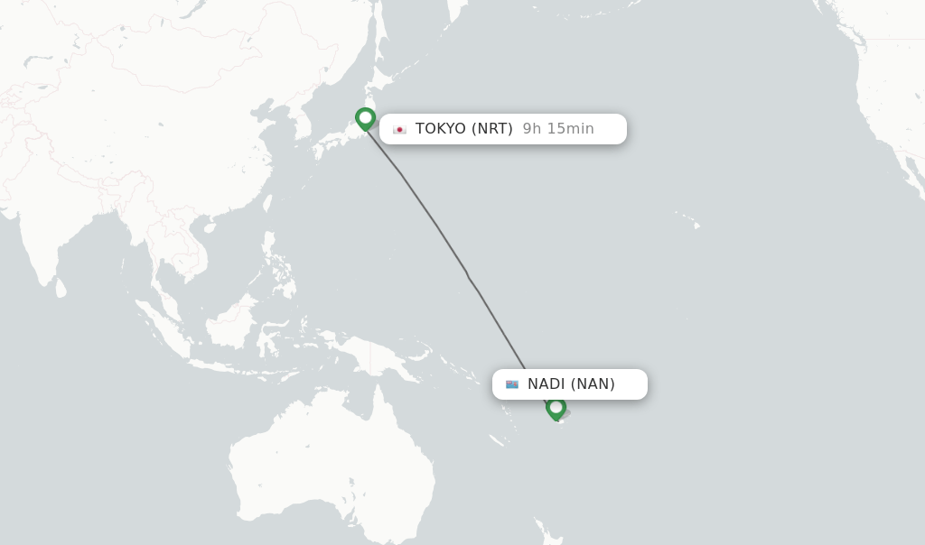 Direct (nonstop) flights from Nadi to Tokyo schedules