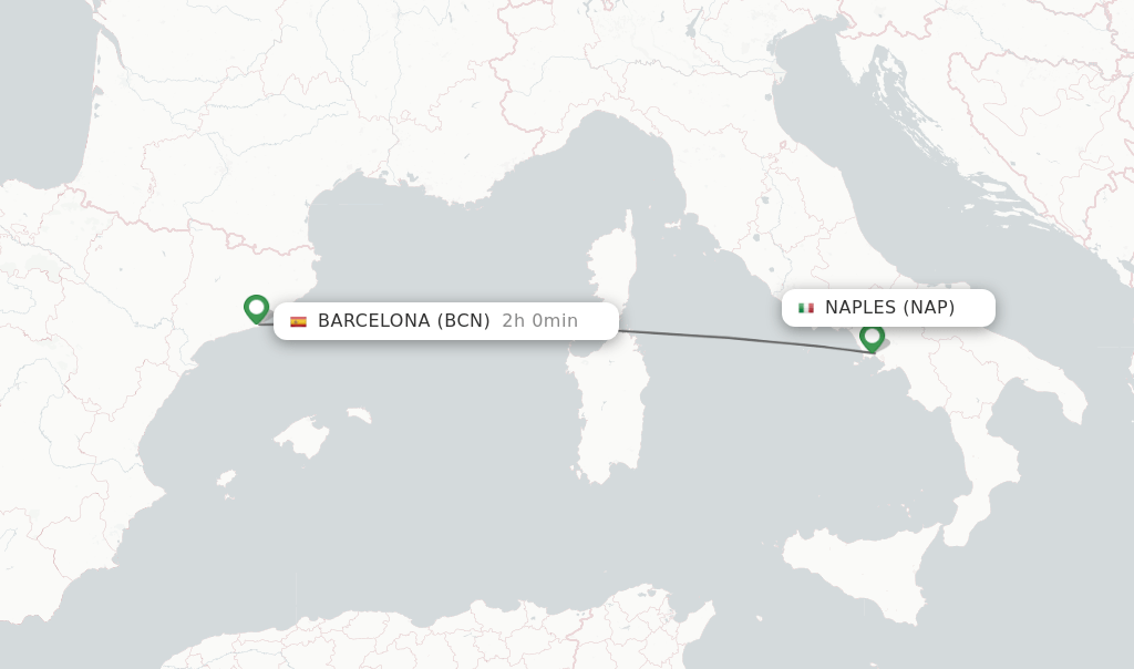 Direct (nonstop) flights from Naples to Barcelona schedules