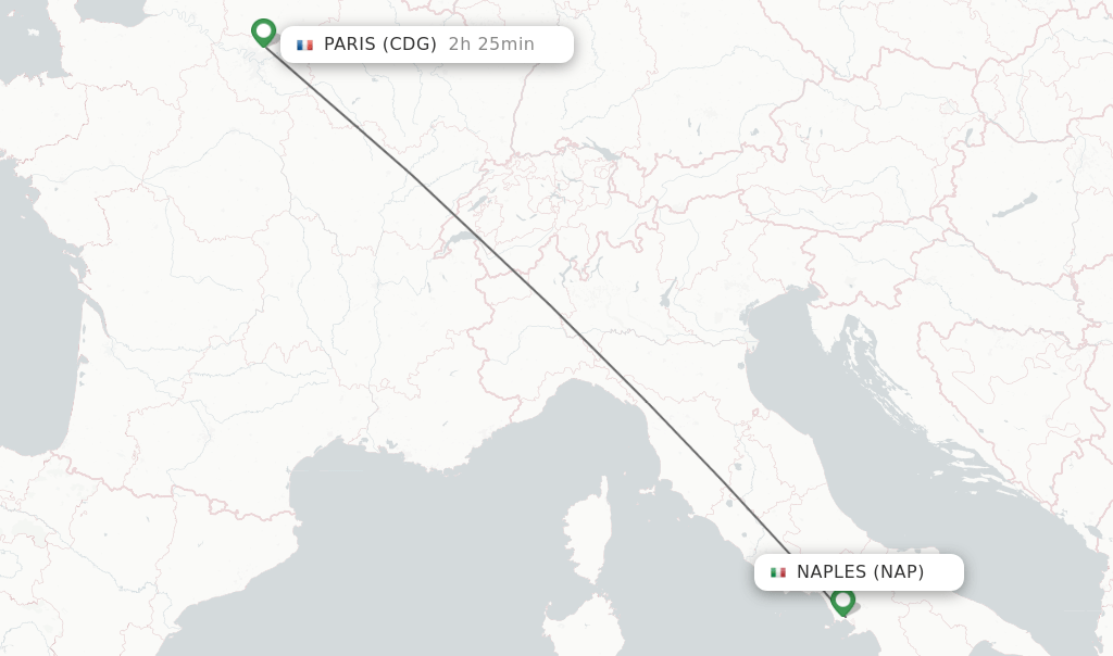Direct (nonstop) flights from Naples to Paris schedules