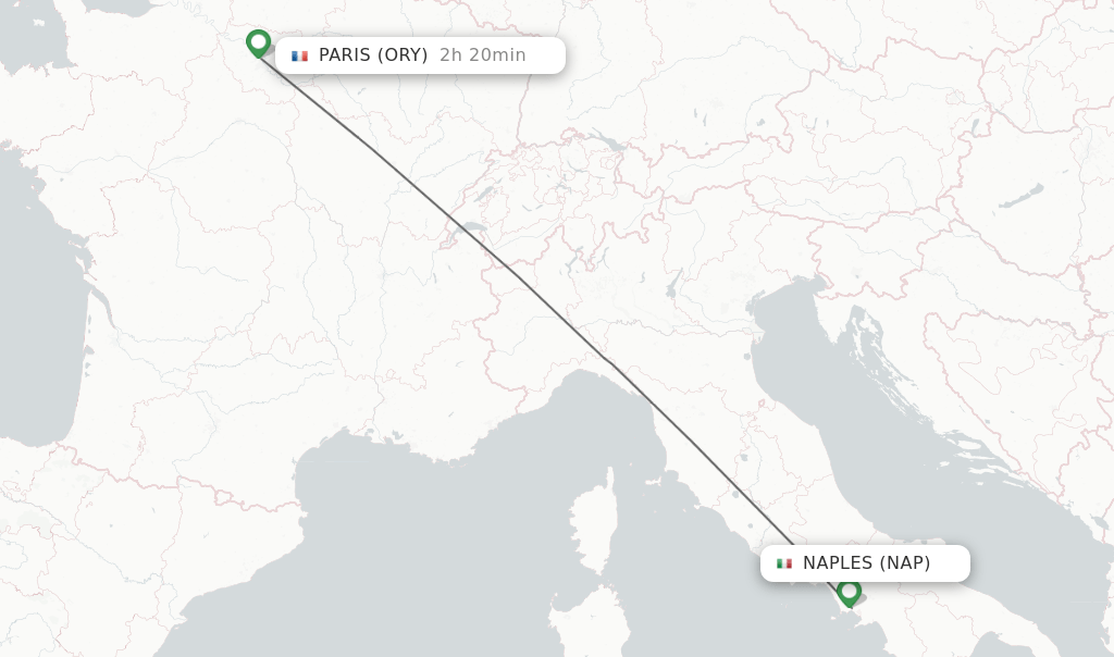 Direct (nonstop) flights from Naples to Paris schedules