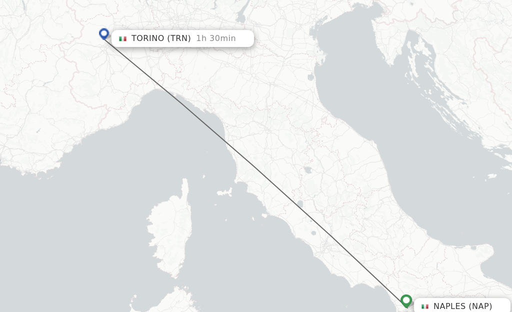 Direct (nonstop) flights from Naples to Turin schedules