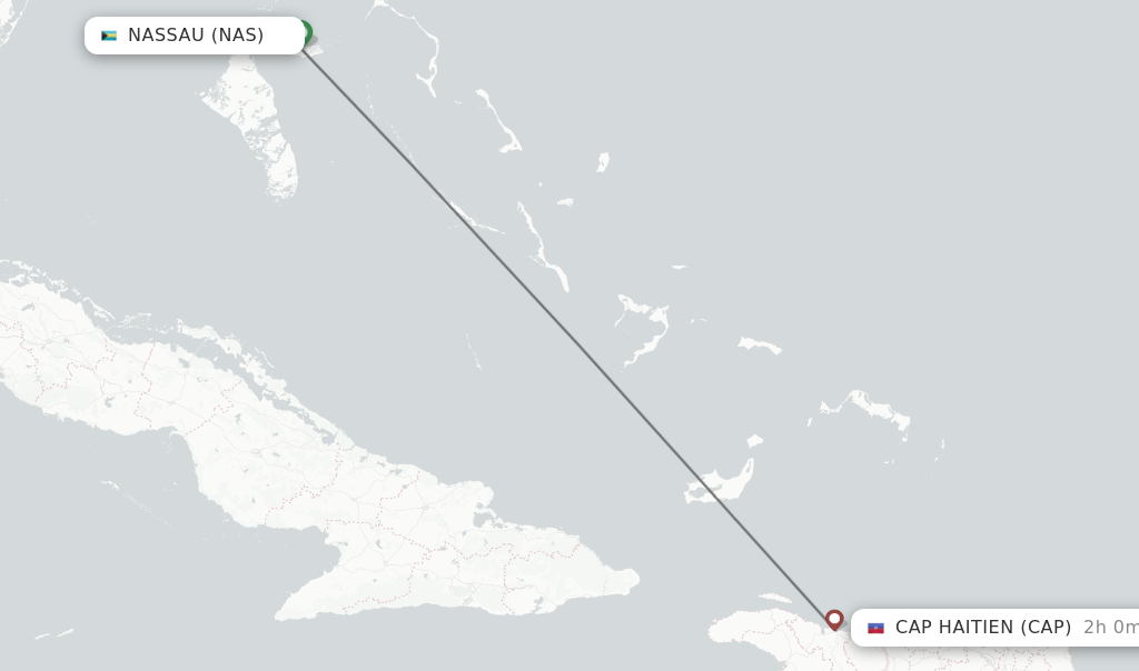Direct (nonstop) flights from Nassau to Cap Haitien schedules