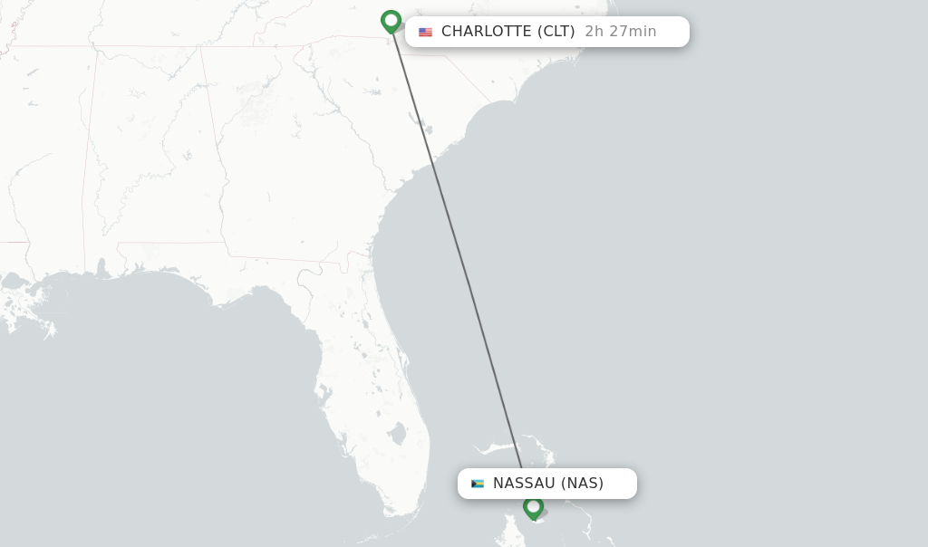 Direct (nonstop) flights from Nassau to Charlotte schedules