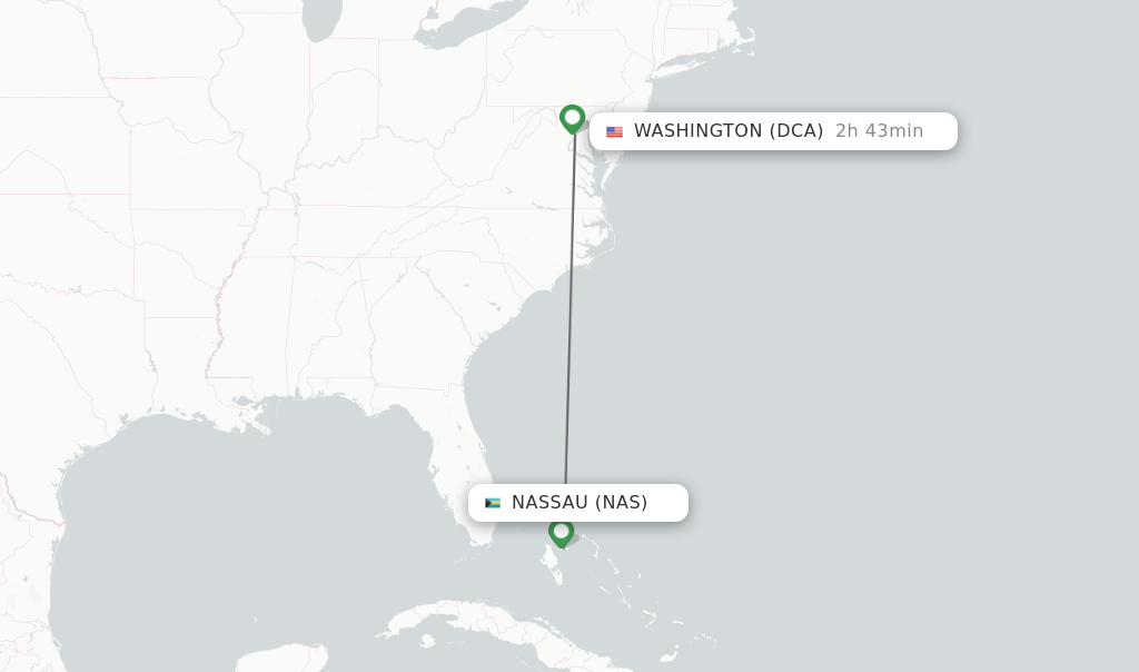 Direct (nonstop) flights from Nassau to Washington schedules
