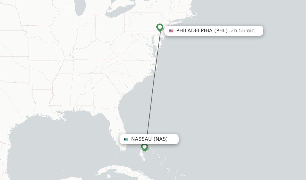 Direct (nonstop) flights from Nassau to Philadelphia schedules