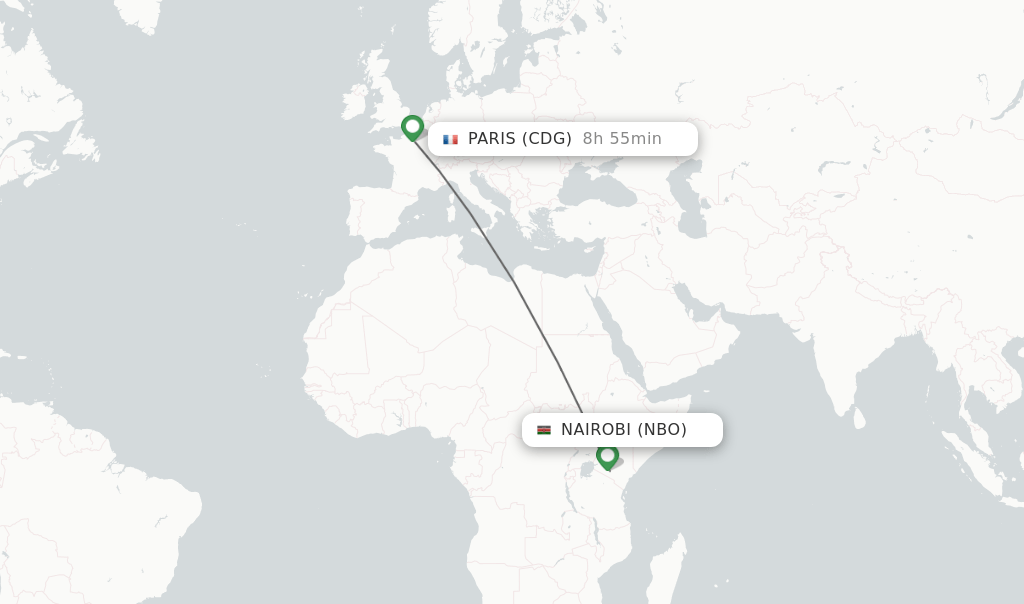 Direct (nonstop) flights from Nairobi to Paris schedules