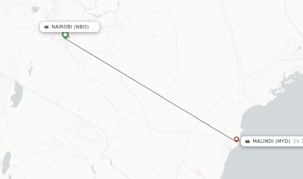 Direct (nonstop) flights from Nairobi to Malindi schedules