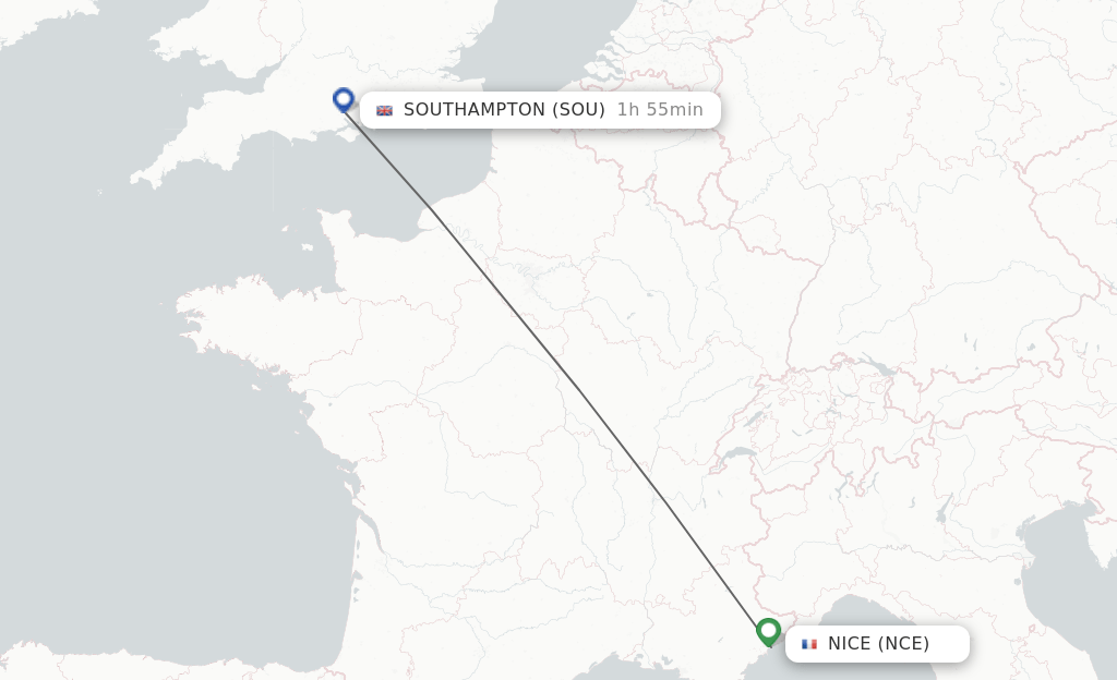 Direct (nonstop) flights from Nice to Southampton schedules