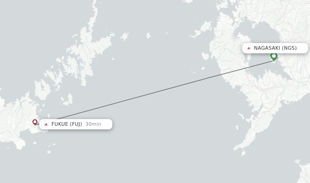 Direct (nonstop) flights from Nagasaki to Fukue schedules