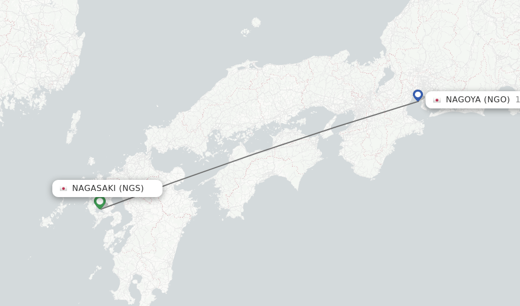 Direct (nonstop) flights from Nagasaki to Nagoya schedules