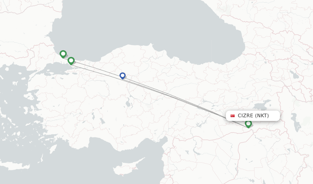 Direct (nonstop) flights from Cizre to Ankara schedules