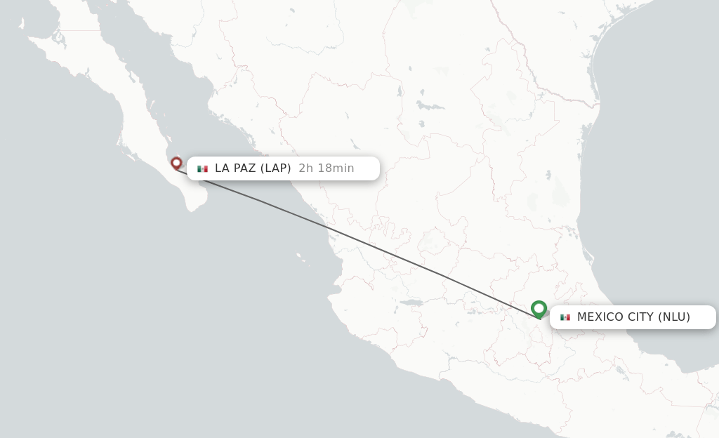 Direct (nonstop) flights from Mexico City to La Paz schedules