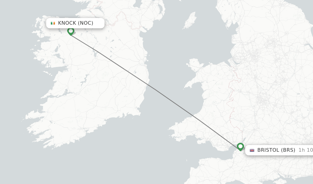 Direct (nonstop) flights from Knock to Bristol schedules