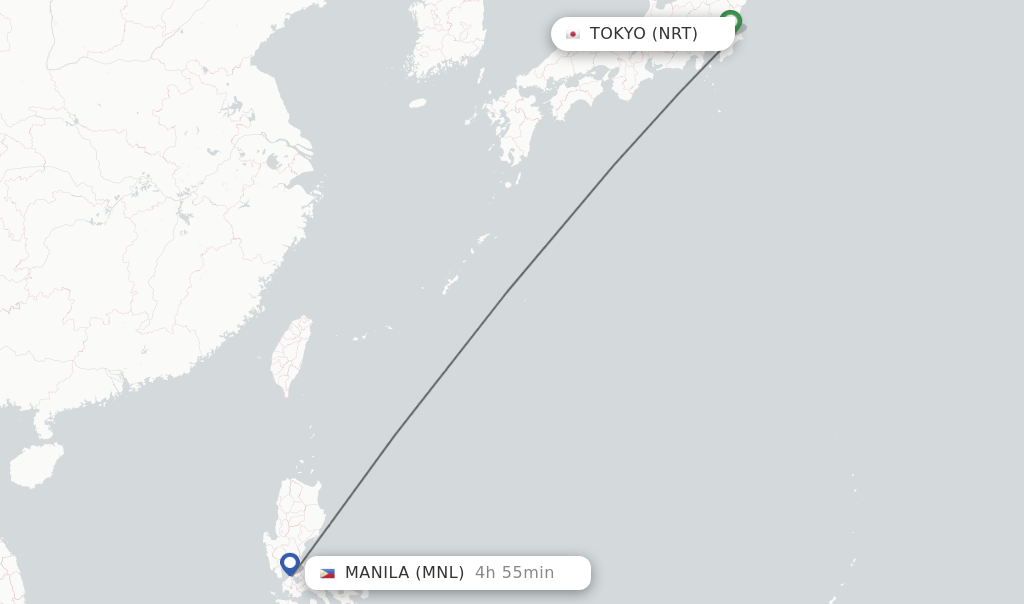 Direct (nonstop) flights from Tokyo to Manila schedules