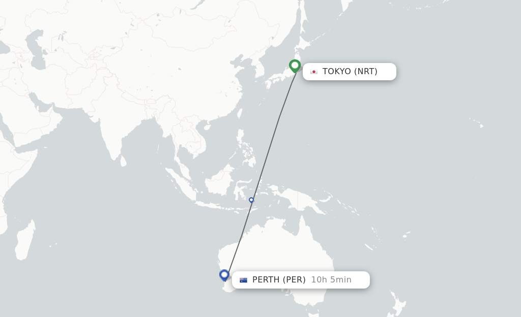 Direct (nonstop) flights from Tokyo to Perth schedules