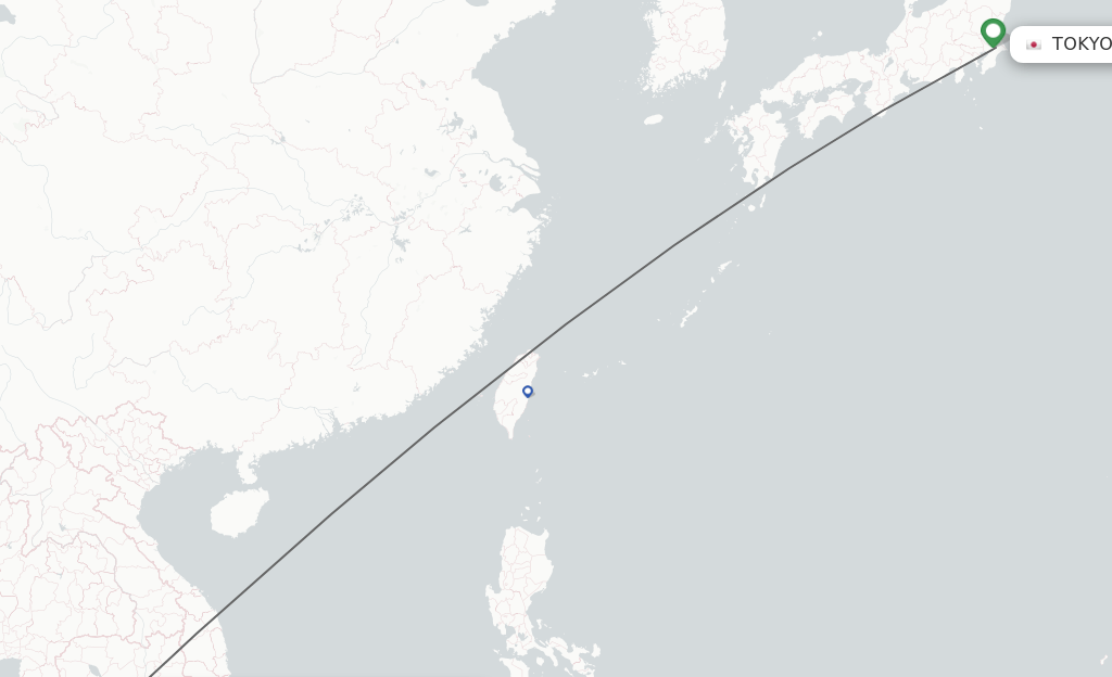 Direct (nonstop) flights from Tokyo to Phnom Penh schedules