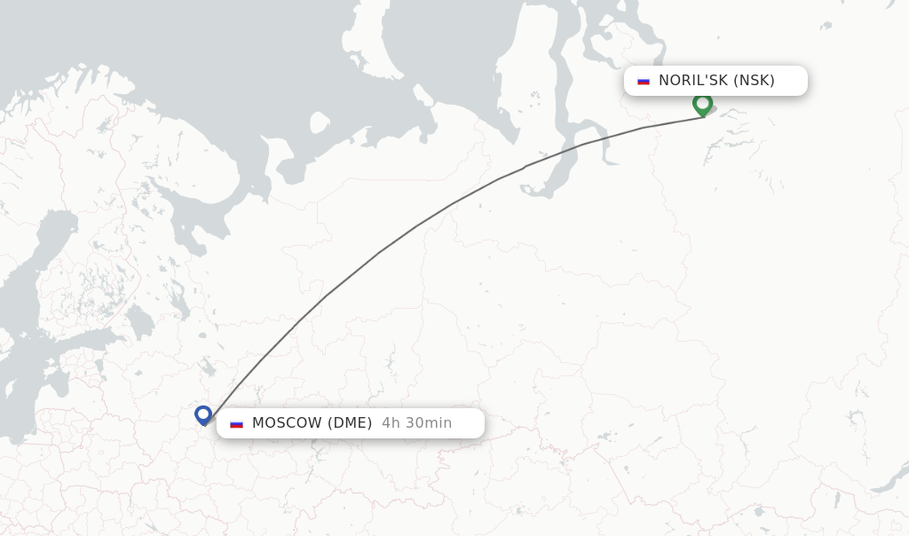 Direct (nonstop) flights from Noril'sk to Moscow schedules