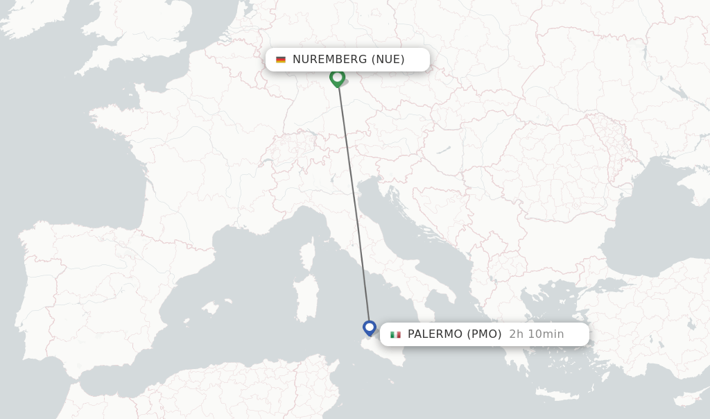 Direct (nonstop) flights from Nuremberg to Palermo schedules